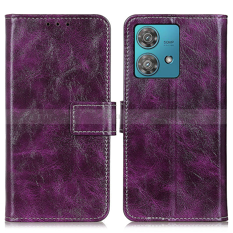 Custodia Portafoglio In Pelle Cover con Supporto K04Z per Motorola Moto Edge 40 Neo 5G Viola