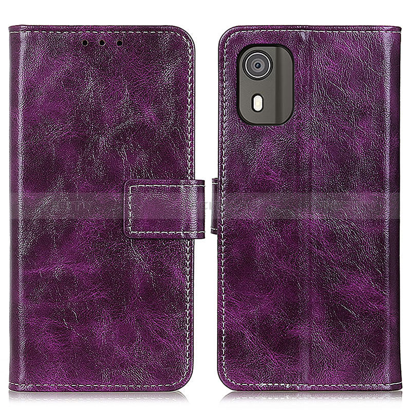 Custodia Portafoglio In Pelle Cover con Supporto K04Z per Nokia C02 Viola