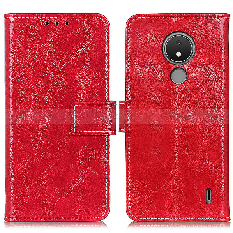 Custodia Portafoglio In Pelle Cover con Supporto K04Z per Nokia C21 Rosso