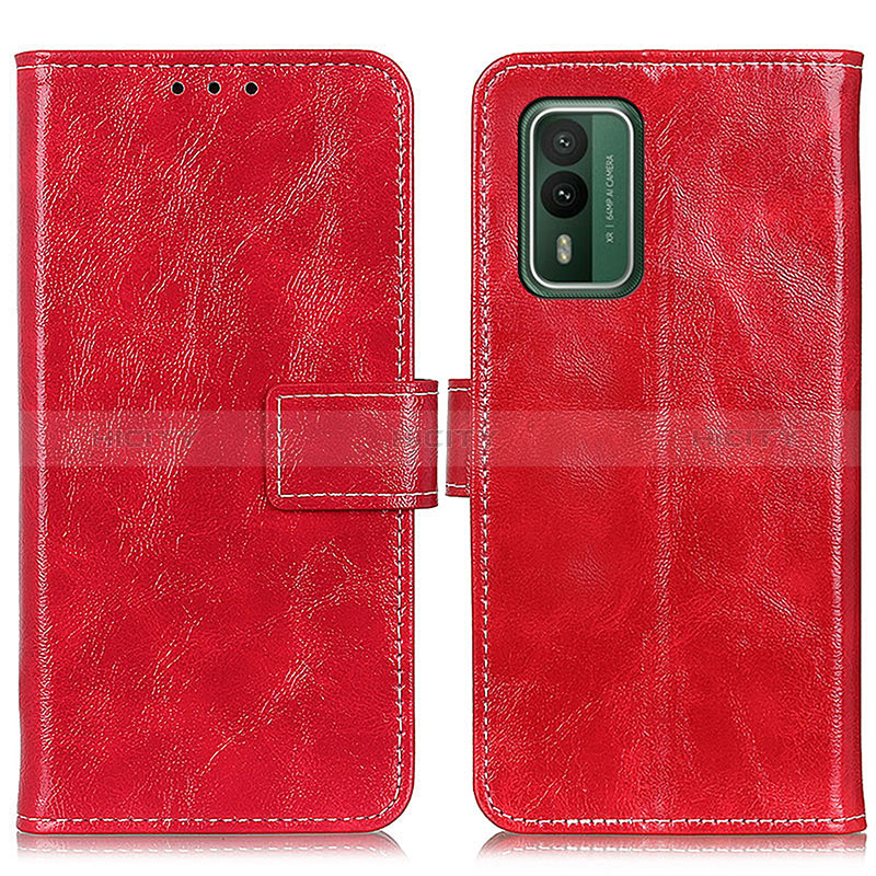 Custodia Portafoglio In Pelle Cover con Supporto K04Z per Nokia XR21 Rosso