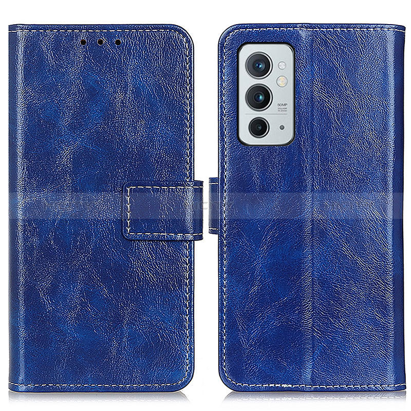 Custodia Portafoglio In Pelle Cover con Supporto K04Z per OnePlus 9RT 5G Blu