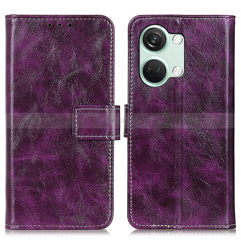 Custodia Portafoglio In Pelle Cover con Supporto K04Z per OnePlus Ace 2V 5G Viola