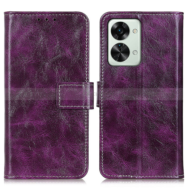 Custodia Portafoglio In Pelle Cover con Supporto K04Z per OnePlus Nord 2T 5G Viola