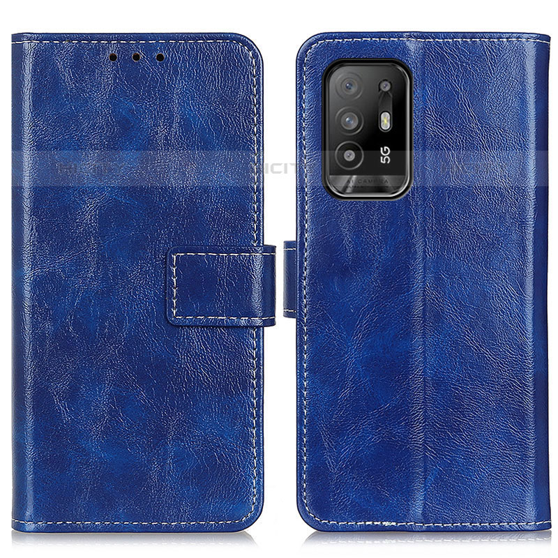 Custodia Portafoglio In Pelle Cover con Supporto K04Z per Oppo F19 Pro+ Plus 5G Blu