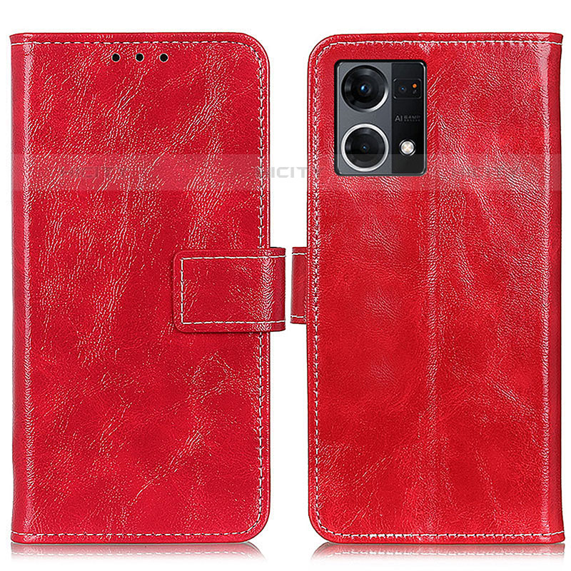 Custodia Portafoglio In Pelle Cover con Supporto K04Z per Oppo F21 Pro 4G Rosso