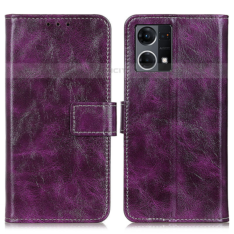 Custodia Portafoglio In Pelle Cover con Supporto K04Z per Oppo F21s Pro 4G Viola