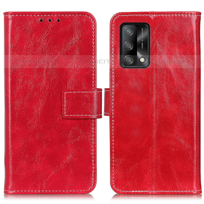 Custodia Portafoglio In Pelle Cover con Supporto K04Z per Oppo Reno6 Lite Rosso