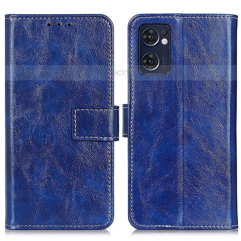 Custodia Portafoglio In Pelle Cover con Supporto K04Z per Oppo Reno7 5G Blu