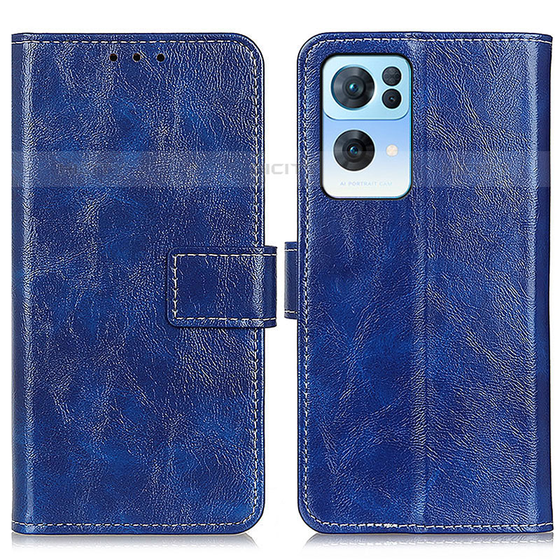 Custodia Portafoglio In Pelle Cover con Supporto K04Z per Oppo Reno7 Pro 5G Blu