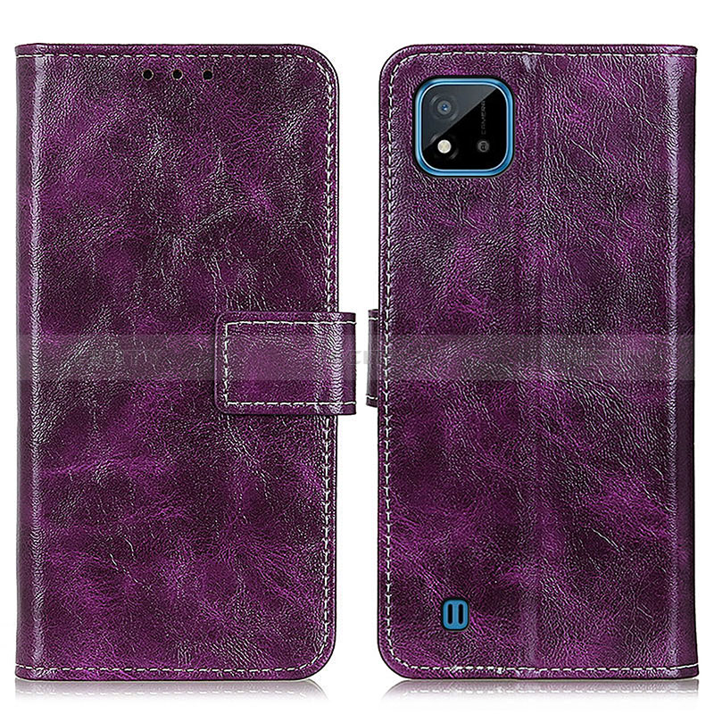 Custodia Portafoglio In Pelle Cover con Supporto K04Z per Realme C20A Viola