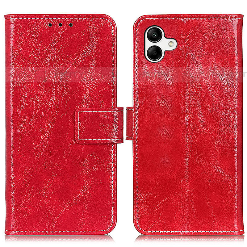 Custodia Portafoglio In Pelle Cover con Supporto K04Z per Samsung Galaxy F04 Rosso