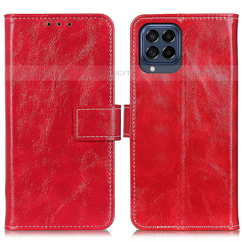 Custodia Portafoglio In Pelle Cover con Supporto K04Z per Samsung Galaxy M53 5G Rosso