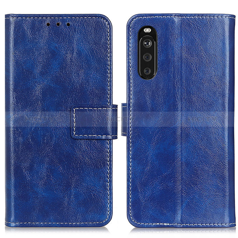 Custodia Portafoglio In Pelle Cover con Supporto K04Z per Sony Xperia 10 III Blu