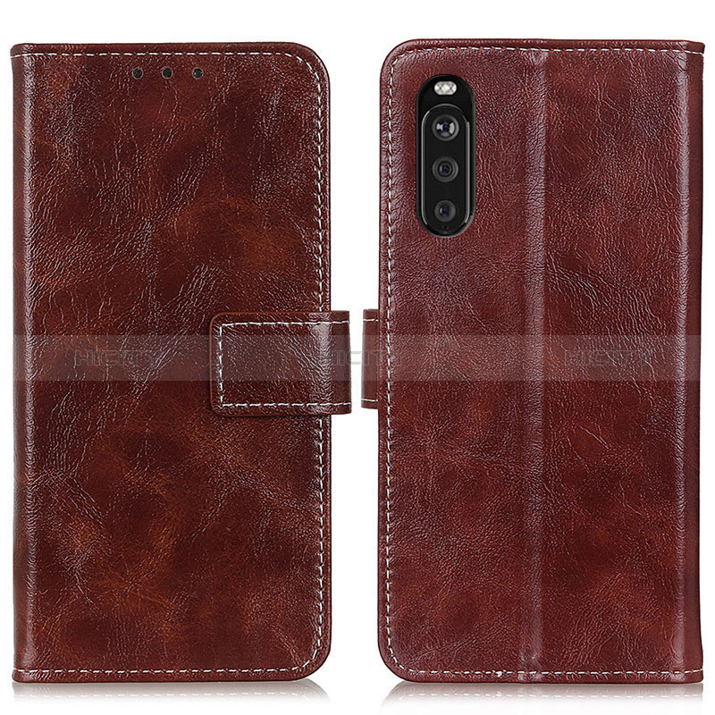 Custodia Portafoglio In Pelle Cover con Supporto K04Z per Sony Xperia 10 III Marrone