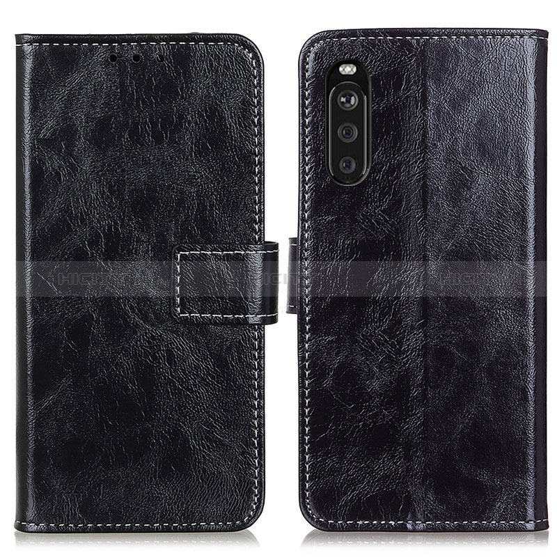 Custodia Portafoglio In Pelle Cover con Supporto K04Z per Sony Xperia 10 III Nero