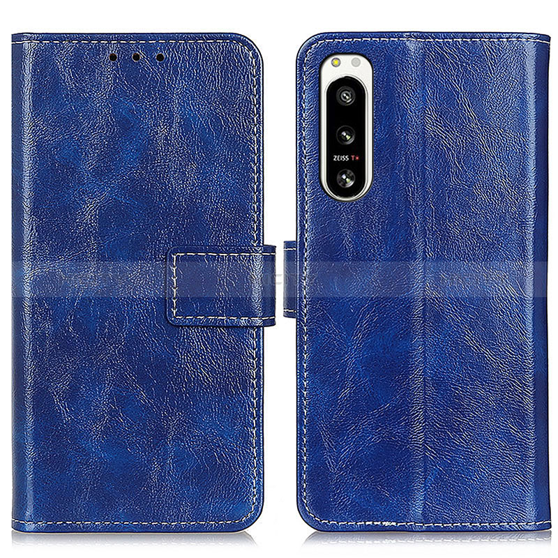 Custodia Portafoglio In Pelle Cover con Supporto K04Z per Sony Xperia 5 IV Blu