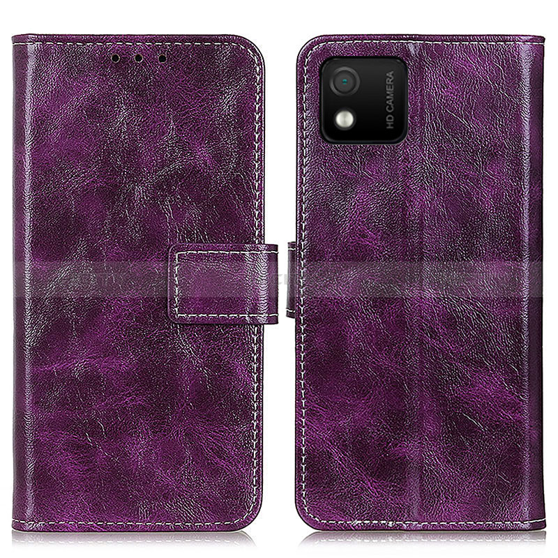 Custodia Portafoglio In Pelle Cover con Supporto K04Z per Wiko Y52 Viola