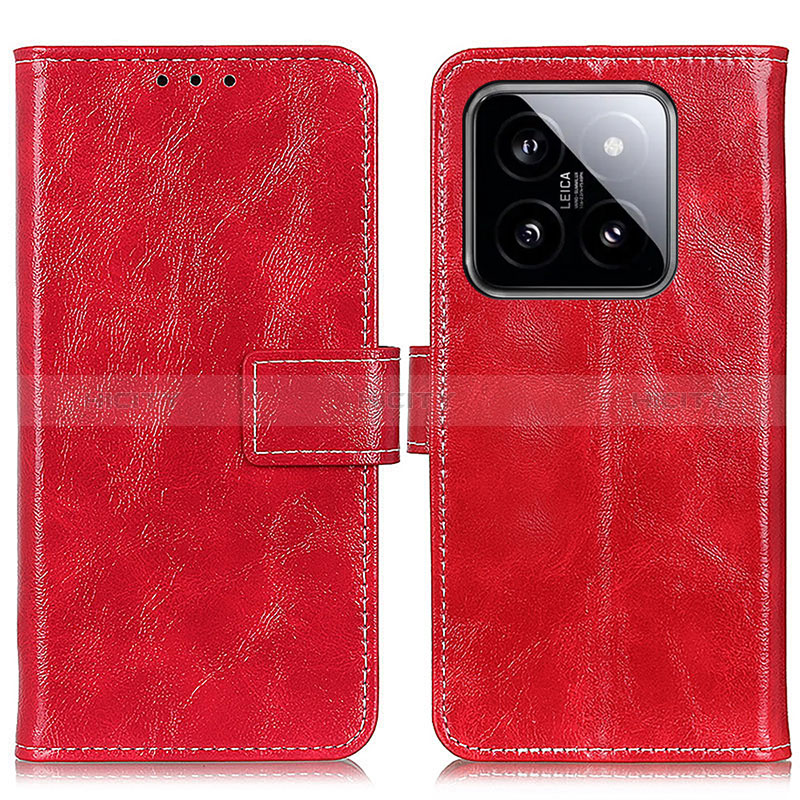 Custodia Portafoglio In Pelle Cover con Supporto K04Z per Xiaomi Mi 14 5G Rosso