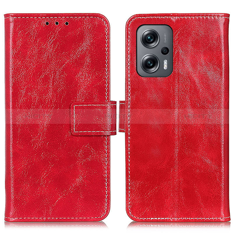 Custodia Portafoglio In Pelle Cover con Supporto K04Z per Xiaomi Poco X4 GT 5G Rosso