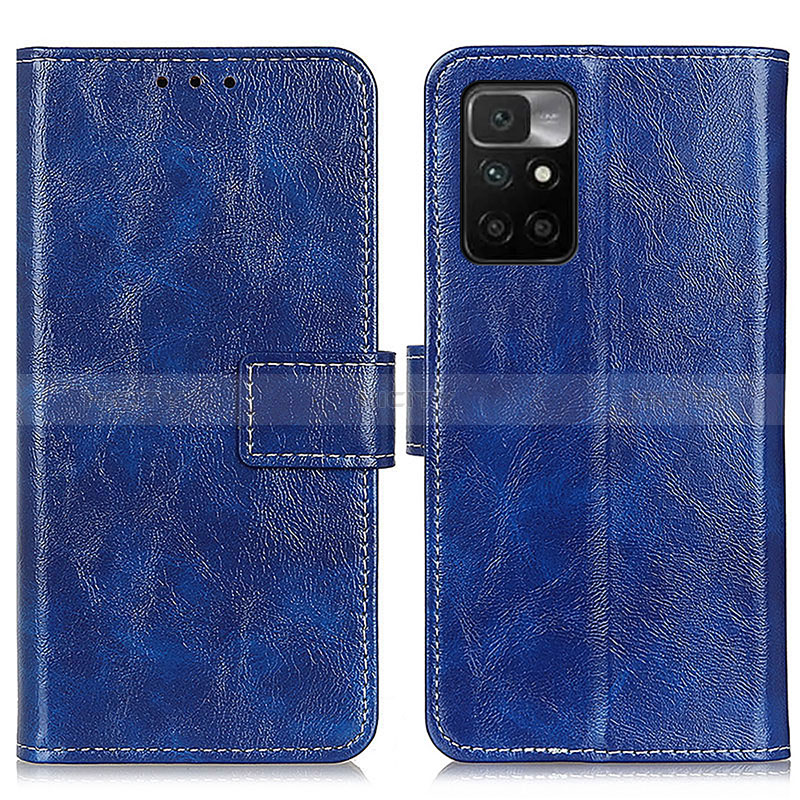 Custodia Portafoglio In Pelle Cover con Supporto K04Z per Xiaomi Redmi 10 4G Blu