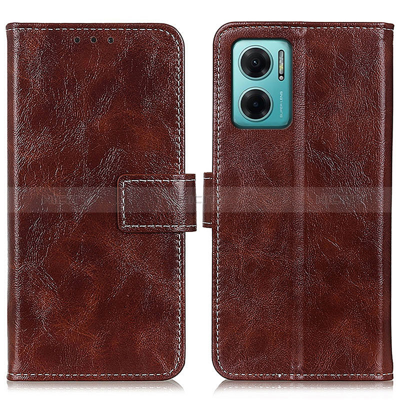 Custodia Portafoglio In Pelle Cover con Supporto K04Z per Xiaomi Redmi 10 5G Marrone