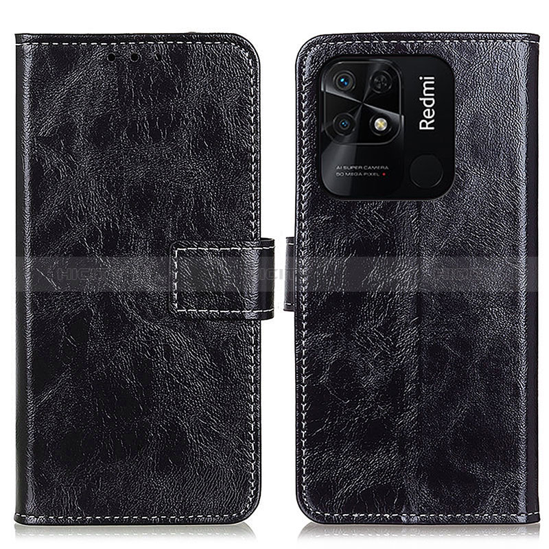 Custodia Portafoglio In Pelle Cover con Supporto K04Z per Xiaomi Redmi 10 India Nero