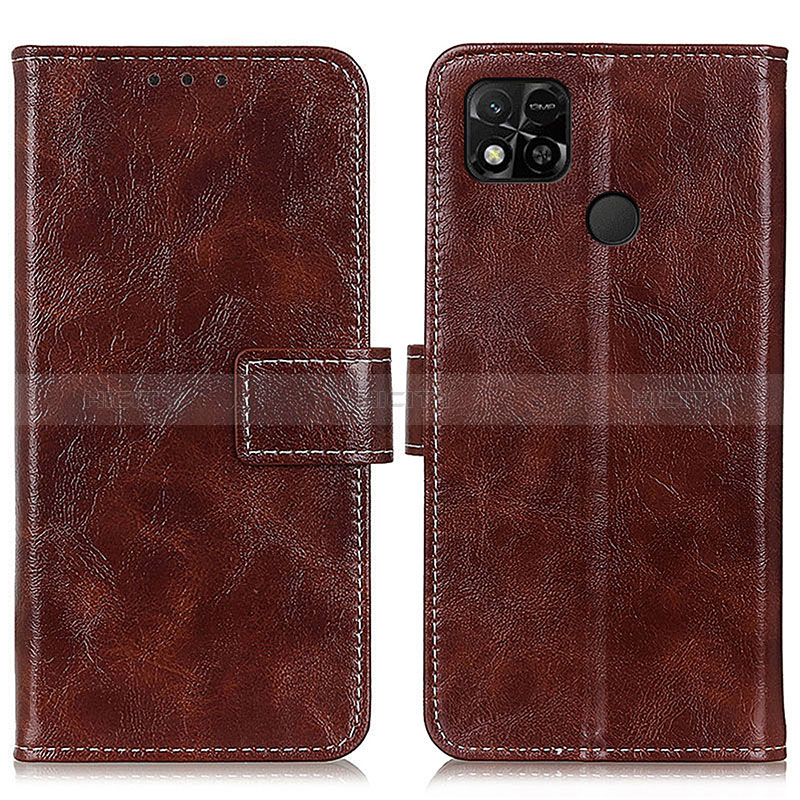 Custodia Portafoglio In Pelle Cover con Supporto K04Z per Xiaomi Redmi 9 Activ Marrone