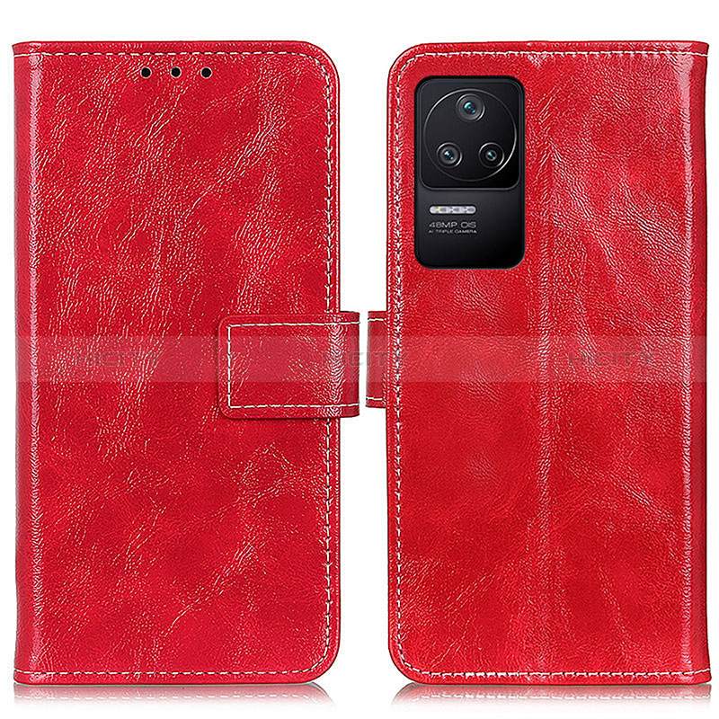 Custodia Portafoglio In Pelle Cover con Supporto K04Z per Xiaomi Redmi K40S 5G Rosso