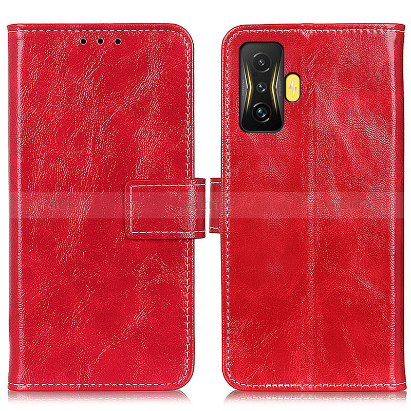 Custodia Portafoglio In Pelle Cover con Supporto K04Z per Xiaomi Redmi K50 Gaming 5G Rosso