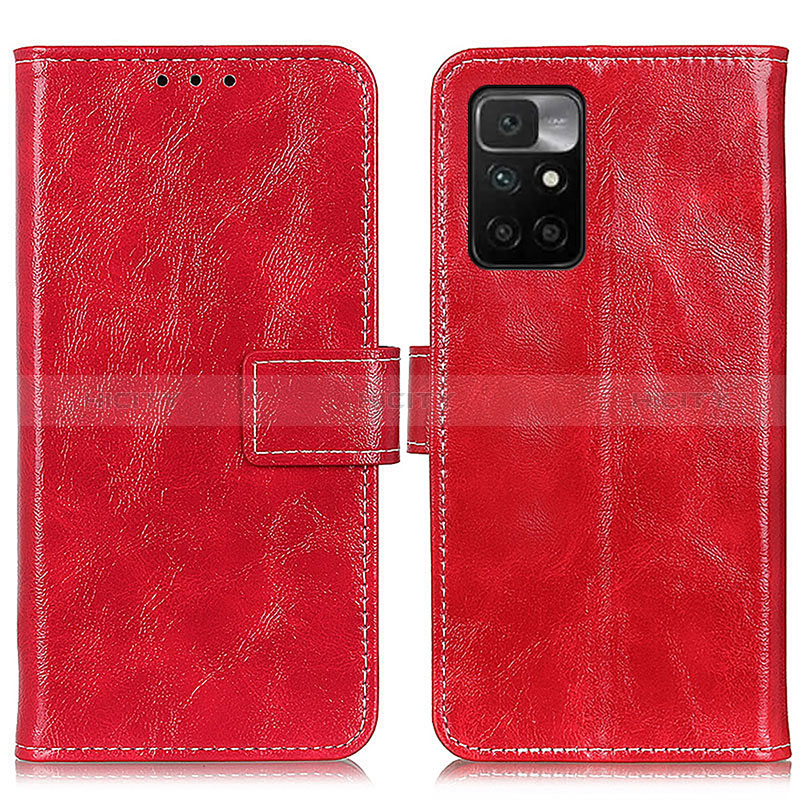 Custodia Portafoglio In Pelle Cover con Supporto K04Z per Xiaomi Redmi Note 11 4G (2021) Rosso