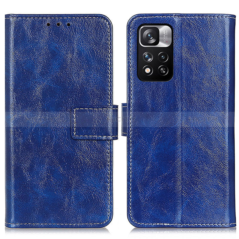 Custodia Portafoglio In Pelle Cover con Supporto K04Z per Xiaomi Redmi Note 11 Pro+ Plus 5G Blu