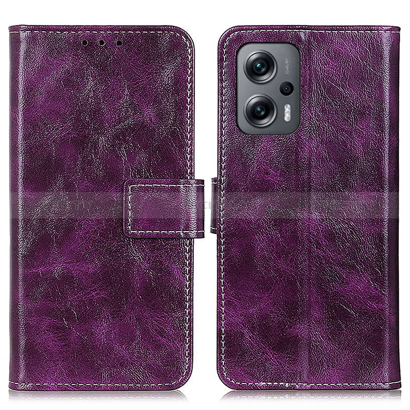 Custodia Portafoglio In Pelle Cover con Supporto K04Z per Xiaomi Redmi Note 11T Pro 5G Viola