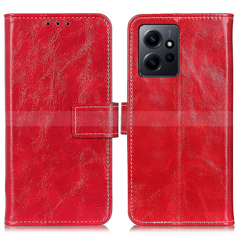 Custodia Portafoglio In Pelle Cover con Supporto K04Z per Xiaomi Redmi Note 12 4G Rosso