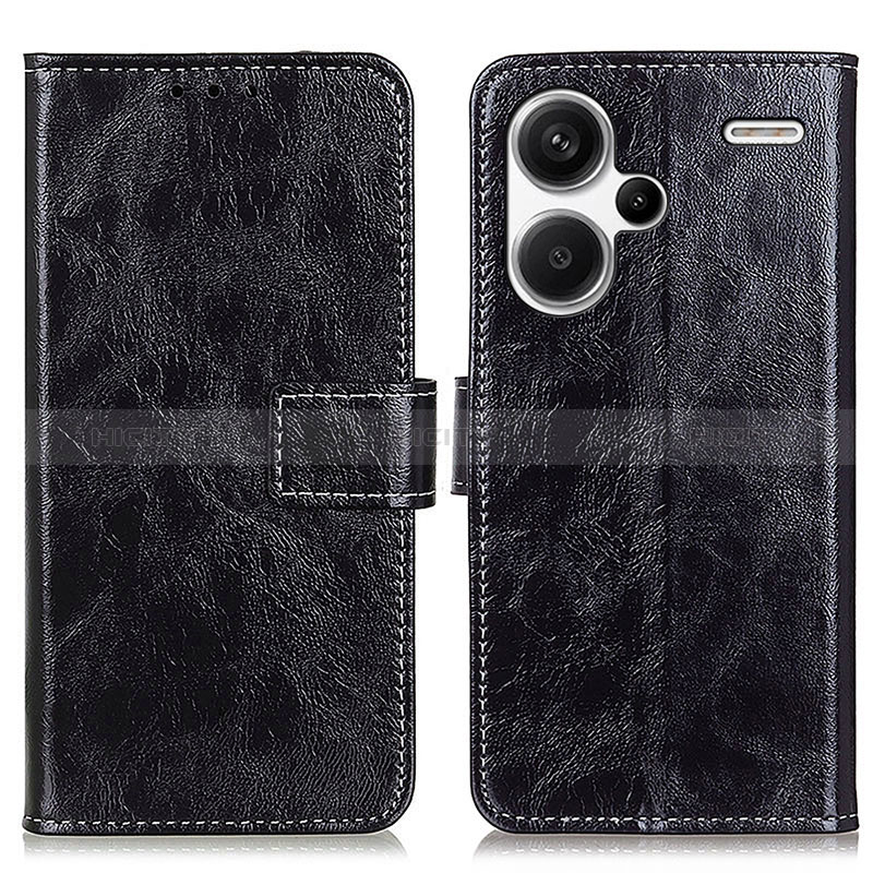 Custodia Portafoglio In Pelle Cover con Supporto K04Z per Xiaomi Redmi Note 13 Pro+ Plus 5G Nero