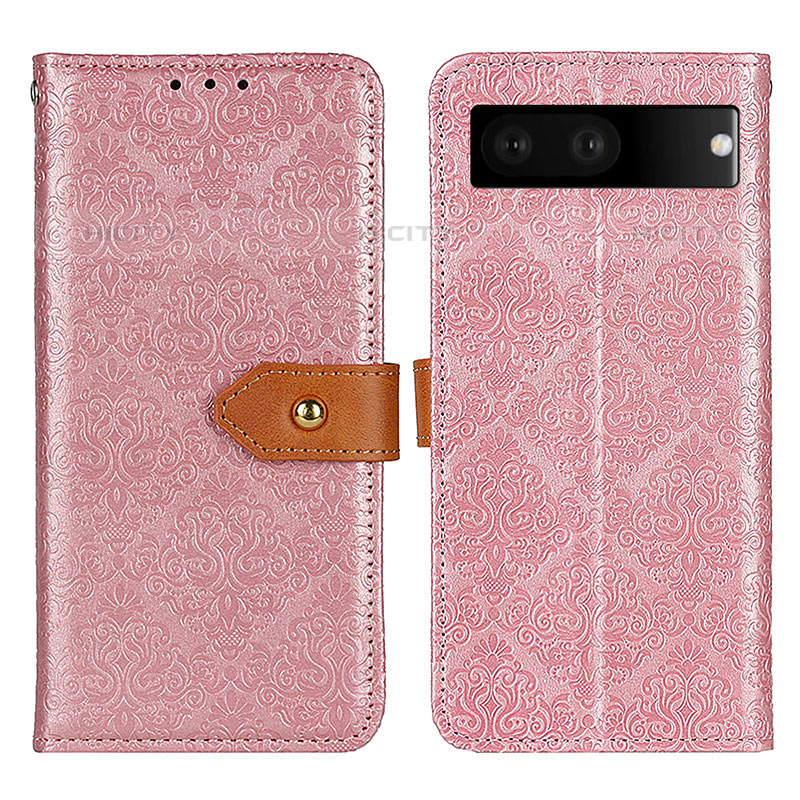 Custodia Portafoglio In Pelle Cover con Supporto K05Z per Google Pixel 7 5G Rosa