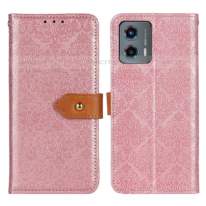 Custodia Portafoglio In Pelle Cover con Supporto K05Z per Motorola Moto G 5G (2023) Rosa