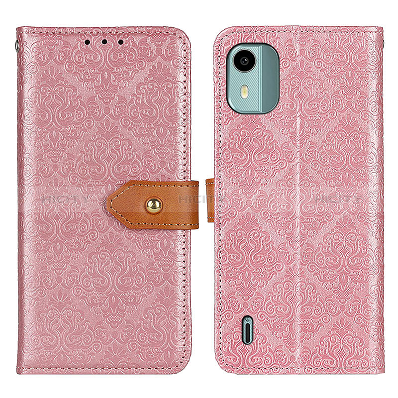 Custodia Portafoglio In Pelle Cover con Supporto K05Z per Nokia C12 Pro Rosa