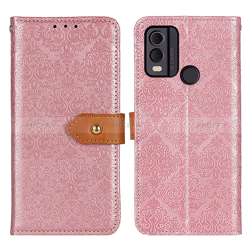 Custodia Portafoglio In Pelle Cover con Supporto K05Z per Nokia C22 Rosa