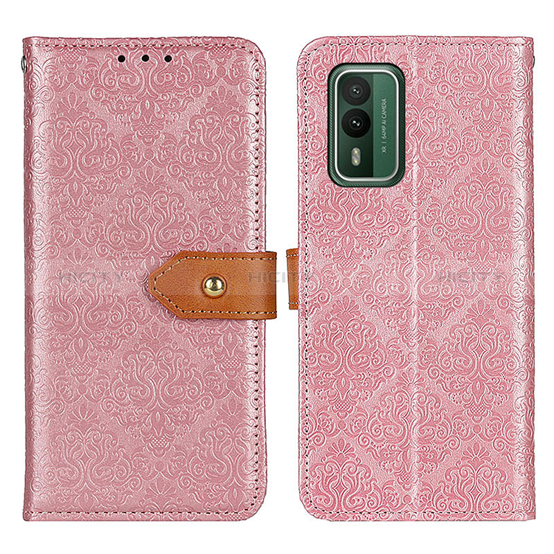 Custodia Portafoglio In Pelle Cover con Supporto K05Z per Nokia XR21 Rosa