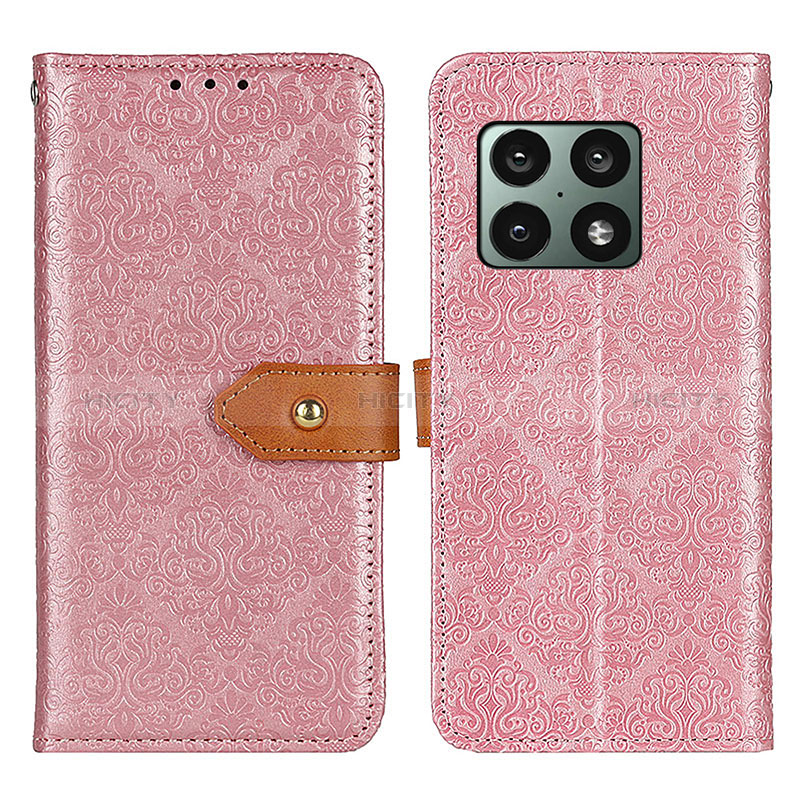 Custodia Portafoglio In Pelle Cover con Supporto K05Z per OnePlus 10 Pro 5G Rosa