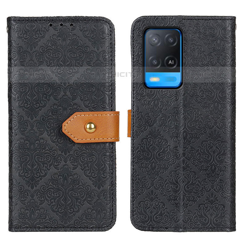 Custodia Portafoglio In Pelle Cover con Supporto K05Z per Oppo A54 4G Nero