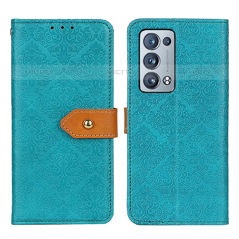 Custodia Portafoglio In Pelle Cover con Supporto K05Z per Oppo Reno6 Pro+ Plus 5G Verde