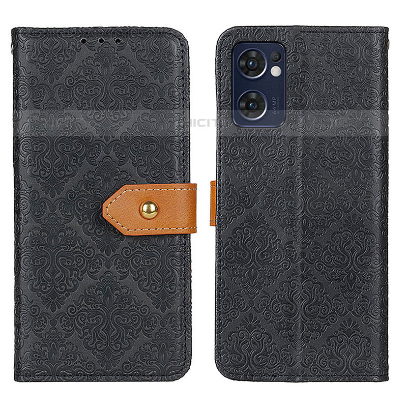 Custodia Portafoglio In Pelle Cover con Supporto K05Z per Oppo Reno7 5G Nero