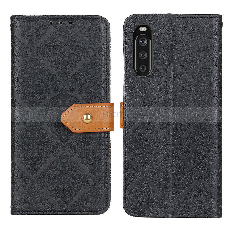 Custodia Portafoglio In Pelle Cover con Supporto K05Z per Sony Xperia 10 III Lite Nero