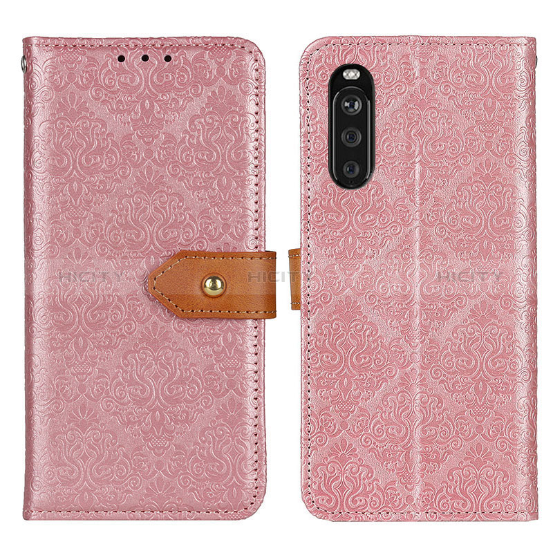 Custodia Portafoglio In Pelle Cover con Supporto K05Z per Sony Xperia 10 III Lite Rosa