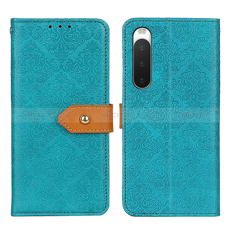 Custodia Portafoglio In Pelle Cover con Supporto K05Z per Sony Xperia 10 V Verde