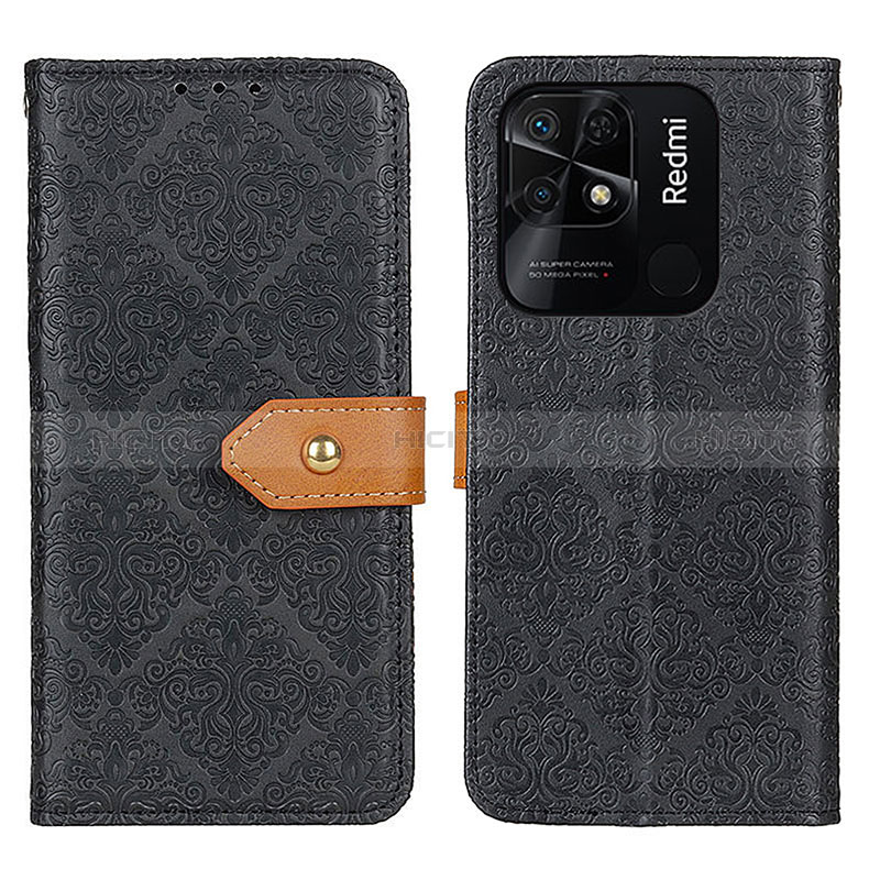 Custodia Portafoglio In Pelle Cover con Supporto K05Z per Xiaomi Redmi 10 India Nero