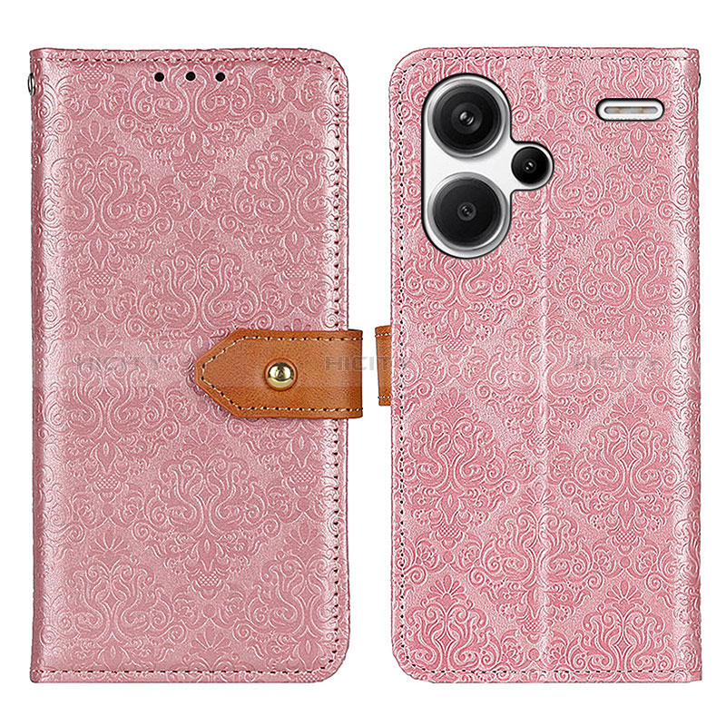 Custodia Portafoglio In Pelle Cover con Supporto K05Z per Xiaomi Redmi Note 13 Pro+ Plus 5G Rosa