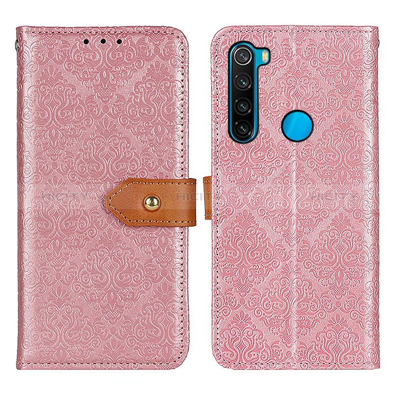 Custodia Portafoglio In Pelle Cover con Supporto K05Z per Xiaomi Redmi Note 8 (2021) Rosa