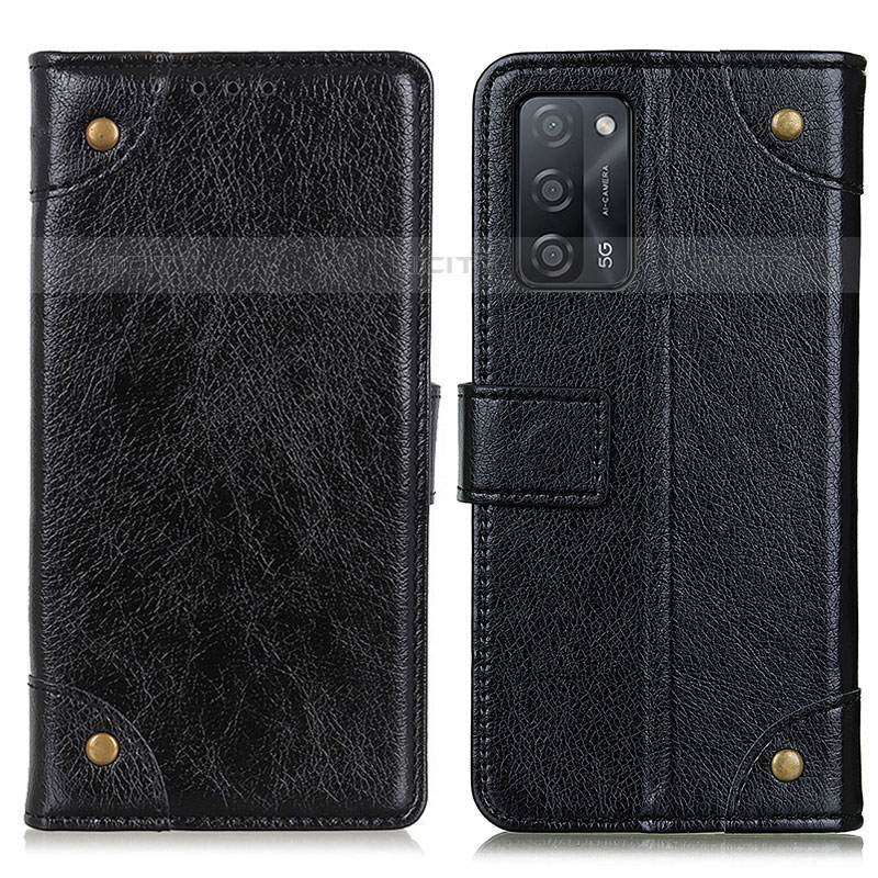 Custodia Portafoglio In Pelle Cover con Supporto K06Z per Oppo A53s 5G Nero